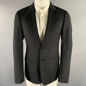 ARMANI COLLEZIONI Size 40 Black Wool Notch Lapel Sport Coat